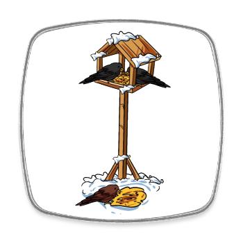 Birdhouse Winter Feeder - Square fridge magnet - white - Front