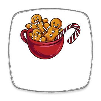 Christmas Mug Gingerman - Square fridge magnet - white - Front