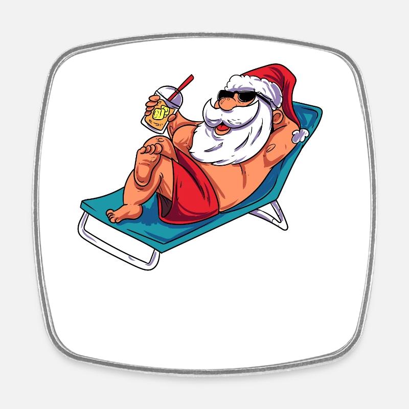 Beach Santa Claus - Square fridge magnet - white