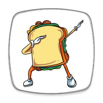 Dabbing Sandwich Essen - Viereckiger Kühlschrankmagnet - Weiß - Vorne