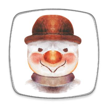 Schneemann - Viereckiger Kühlschrankmagnet - Weiß - Vorne