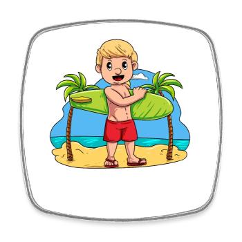 Enfant Surfeur de planche de surf - Magnet carré - blanc - Devant