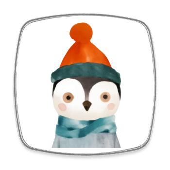 Niedlicher Pinguin - Viereckiger Kühlschrankmagnet - Weiß - Vorne