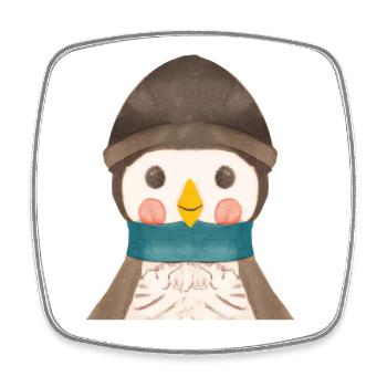Pinguin - Viereckiger Kühlschrankmagnet - Weiß - Vorne