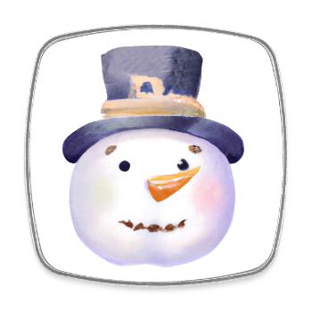 Retro Weihnachten Schneemann Gesicht - Viereckiger Kühlschrankmagnet - Weiß - Vorne