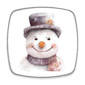Bonhomme de neige - Magnet carré - blanc - Devant