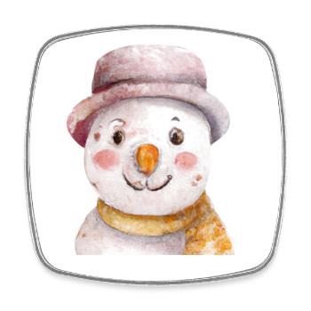 Retro Weihnachten Schneemann Gesicht - Viereckiger Kühlschrankmagnet - Weiß - Vorne