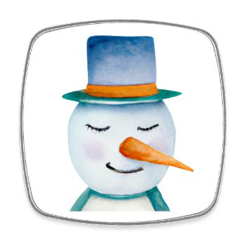Schneemann Kopf - Viereckiger Kühlschrankmagnet - Weiß - Vorne