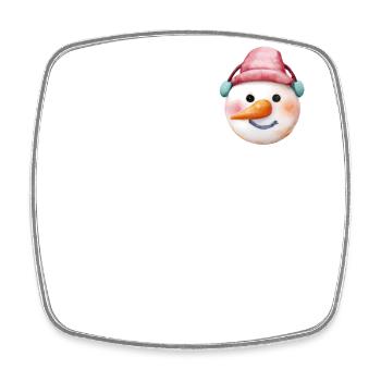 Vintage Winter Schneemann Kopf - Viereckiger Kühlschrankmagnet - Weiß - Vorne