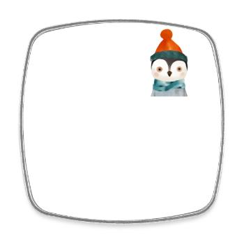Niedlicher Pinguin Brusttasche - Viereckiger Kühlschrankmagnet - Weiß - Vorne