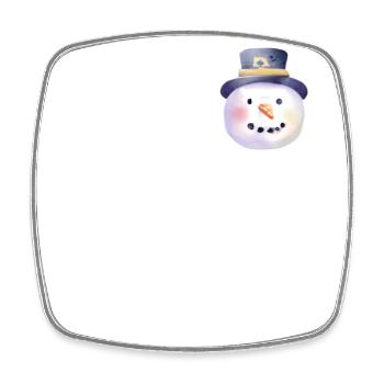 Vintage Winter Snowman Head - Square fridge magnet - white - Front