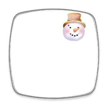Vintage Winter Schneemann Brusttasche - Viereckiger Kühlschrankmagnet - Weiß - Vorne