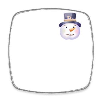 Retro Winter Snowman Face Chest Pocket - Square fridge magnet - white - Front