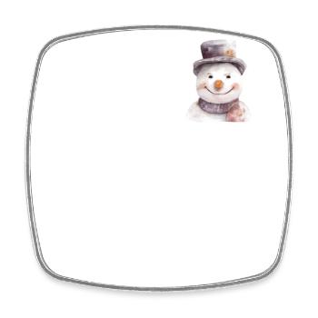 Retro Winter Schneemann Kopf - Viereckiger Kühlschrankmagnet - Weiß - Vorne