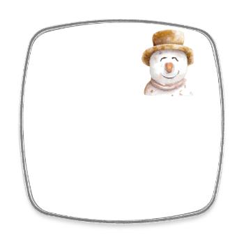 Retro Snowman Head - Square fridge magnet - white - Front