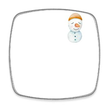 Retro Snowman Head - Square fridge magnet - white - Front