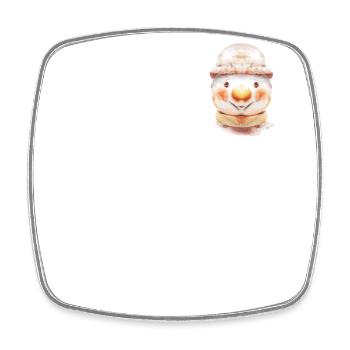 Vintage Winter Schneemann Brusttasche - Viereckiger Kühlschrankmagnet - Weiß - Vorne