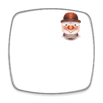 Retro Winter Snowman Face - Square fridge magnet - white - Front