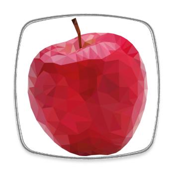 Apfel designed in Low Poly Art - Viereckiger Kühlschrankmagnet - Weiß - Vorne