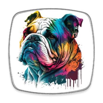 Bouledogue - Magnet carré - blanc - Devant