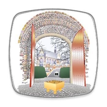Tor zu Leiden - Viereckiger Kühlschrankmagnet - Weiß - Vorne