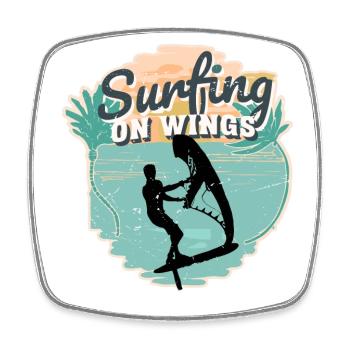 Surfing on Wings Hydrofoil Wingfoil Wingfoiling - Viereckiger Kühlschrankmagnet - Weiß - Vorne
