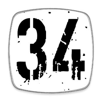 34 Nombre 34 - Magnet carré - blanc - Devant