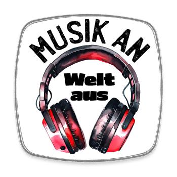 Kopfhörer: Musik an - Welt aus - Viereckiger Kühlschrankmagnet - Weiß - Vorne