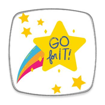GO for it / Motivation zu mehr Mut / Geschenkidee - Viereckiger Kühlschrankmagnet - Weiß - Vorne