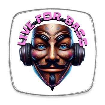 LIVE FOR BASS - Cool Creature with Headphones! - Square fridge magnet - white - Front