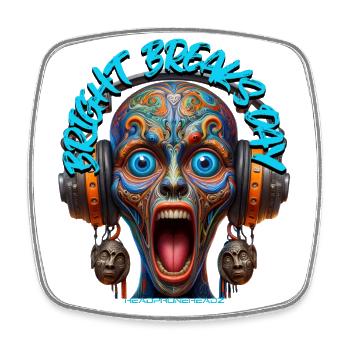 BRIGHT BREAKS DAY - Cool Creature with Headphones! - Square fridge magnet - white - Front