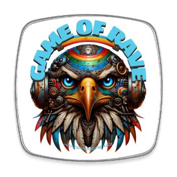GAME OF RAVE - Cool Eagle with Headphones! - Square fridge magnet - white - Front