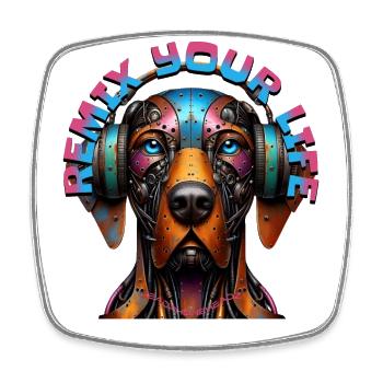REMIX YOUR LIFE - German Pointer with Headphones! - Square fridge magnet - white - Front