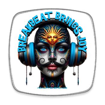 BREAKBEAT BRINGS JOY - Cool Human with Headphones! - Square fridge magnet - white - Front