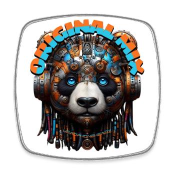 ORIGINAL MIX - Cool Panda with Headphones! - Square fridge magnet - white - Front