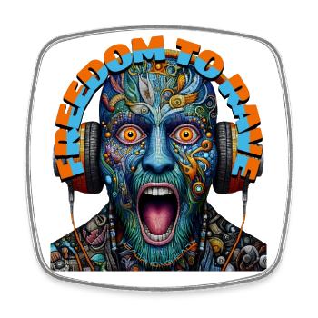FREEDOM TO RAVE - Crazy Dude with Headphones! - Square fridge magnet - white - Front