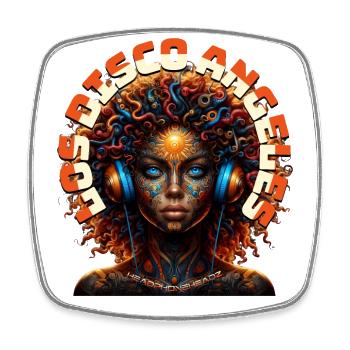 LOS DISCO ANGELES - Cool Woman with Headphones! - Square fridge magnet - white - Front