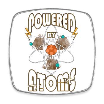 Powered by Atoms Funny Sayings Physics Gift - Square fridge magnet - white - Front