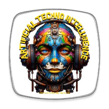 AI TECHNO INTELLIGENCE - Cool AI with Headphones! - Square fridge magnet - white - Front