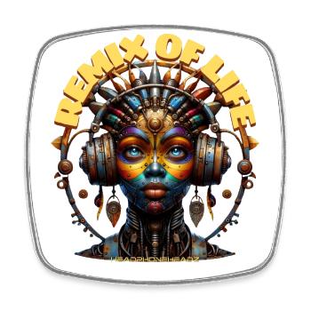REMIX OF LIFE – Cool Princess with Headphones! - Square fridge magnet - white - Front
