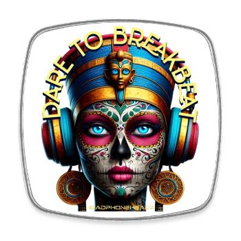 DARE TO BREAKBEAT - Cool Princess with Headphones! - Square fridge magnet - white - Front