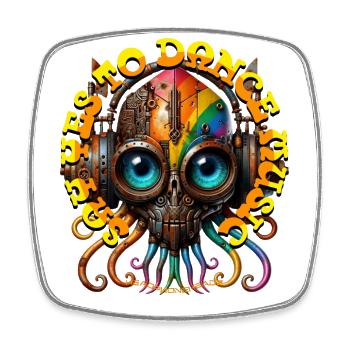 SAY YES TO DANCE MUSIC -Cute Creature & Headphones - Square fridge magnet - white - Front