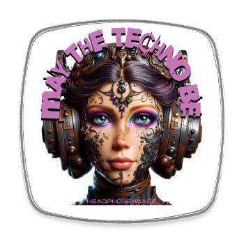 MAY THE TECHNO BE - Cool Woman with Headphones! - Square fridge magnet - white - Front