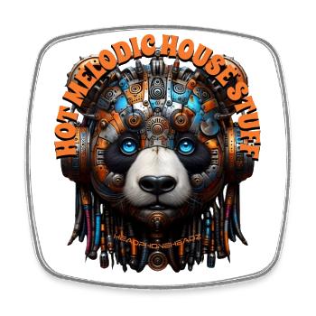 HOT MELODIC HOUSE STUFF - Cute Panda & Headphones! - Square fridge magnet - white - Front