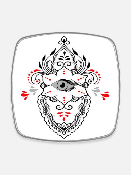 Ornament mit Auge - Viereckiger Kühlschrankmagnet - Weiß