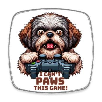 Hundegamer, Hundespiel-Freak Shih Tzu - Viereckiger Kühlschrankmagnet - Weiß - Vorne