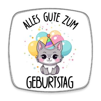 Alles Gute Zum Geburtstag süße Katze Luftballons - Viereckiger Kühlschrankmagnet - Weiß - Vorne