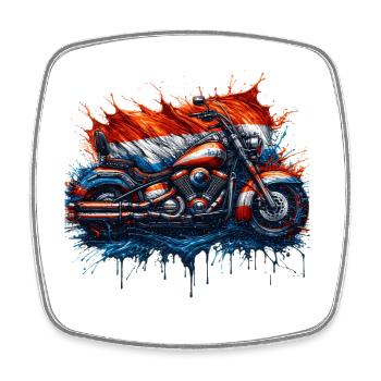 Cool, motorcyclists design Dutch flag. - Square fridge magnet - white - Front