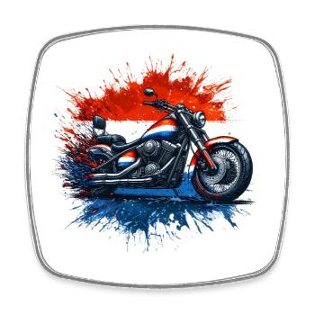 Dutch pride: motorcycle t-shirt in Dutch colors - Square fridge magnet - white - Front