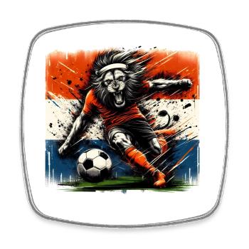 Dutch Pride Fußball Holländischer Löwe Jahrgang - Viereckiger Kühlschrankmagnet - Weiß - Vorne